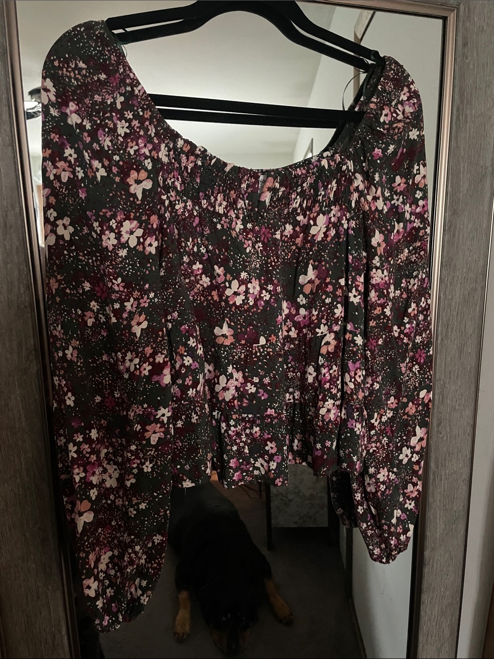 love, Fire brand, dark green floral baby doll top, size small!